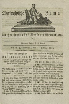 Oberlausitzische Fama : als Fortsetzung des Muskauer Wochenblatts. 1830, Nr. 5 (4 Februar)