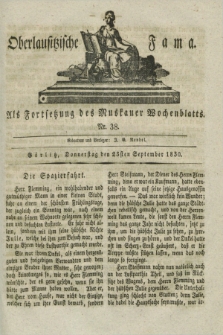 Oberlausitzische Fama : als Fortsetzung des Muskauer Wochenblatts. 1830, Nr. 38 (23 September)