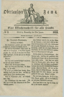Oberlausitzische Fama : eine Wochenschrift für alle Stände. 1833, № 3 (17 Januar) + dod.
