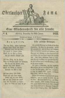 Oberlausitzische Fama : eine Wochenschrift für alle Stände. 1833, № 4 (24 Januar) + dod.