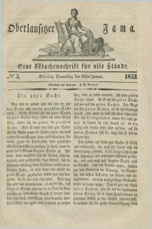 Oberlausitzische Fama : eine Wochenschrift für alle Stände. 1833, № 5 (31 Januar) + dod.