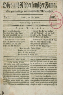 Ober- und Niederlausitzer Fama : eine gemeinnützige und unterhaltende Wochenschrift. 1835, No. 1 (1 Januar) + dod.