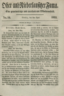 Ober- und Niederlausitzer Fama : eine gemeinnützige und unterhaltende Wochenschrift. 1835, No. 14 (2 April) + dod.