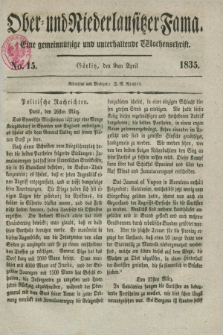 Ober- und Niederlausitzer Fama : eine gemeinnützige und unterhaltende Wochenschrift. 1835, No. 15 (9 April) + dod.