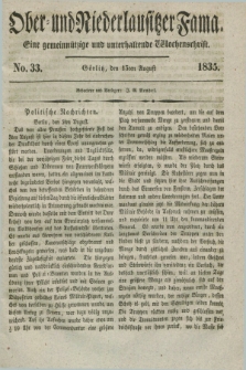 Ober- und Niederlausitzer Fama : eine gemeinnützige und unterhaltende Wochenschrift. 1835, No. 33 (13 August) + dod.