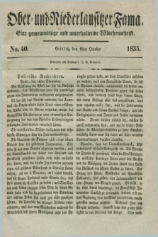 Ober- und Niederlausitzer Fama : eine gemeinnützige und unterhaltende Wochenschrift. 1835, No. 40 (1 October) + dod.