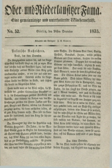 Ober- und Niederlausitzer Fama : eine gemeinnützige und unterhaltende Wochenschrift. 1835, No. 52 (24 December) + dod.