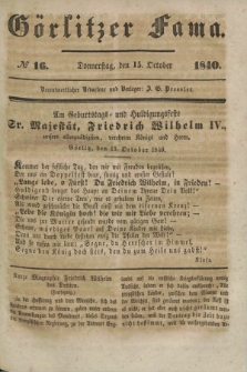 Görlitzer Fama. 1840, № 16 (15 October)