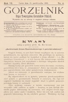 Gorzelnik : organ Towarzystwa Gorzelników Polskich we Lwowie. R. 6, 1892, nr 4