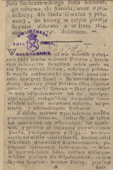 Jana Suchorzewskiego Posła Kaliskiego odezwa do Narodu, wraz z protestacyą dla Sladu Gwałtu y przemocy, do ktorey w całym prawie Seymie zblizano a w Dniu trzecim Maia 1791 dokonano