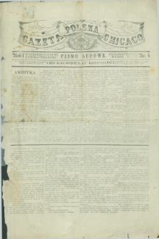 Gazeta Polska w Chicago : pismo ludowe. R.1, nr 4 (15 listopada 1873)