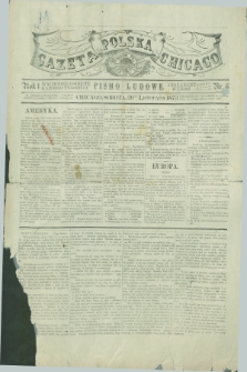 Gazeta Polska w Chicago : pismo ludowe. R.1, nr 6 (29 listopada 1873)