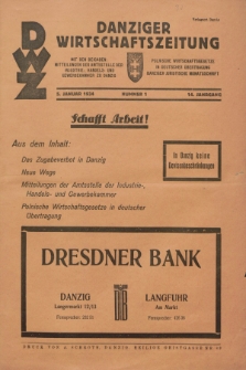 Danziger Wirtschaftszeitung. Jg.14, Nr. 1 (5 Januar 1934)