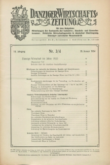 Danziger Wirtschaftszeitung. Jg.14, Nr. 3/4 (26 Januar 1934)