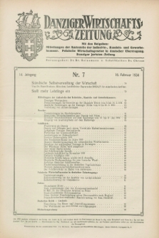 Danziger Wirtschaftszeitung. Jg.14, Nr. 7 (16 Februar 1934)