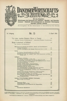 Danziger Wirtschaftszeitung. Jg.14, Nr. 15 (13 April 1934)