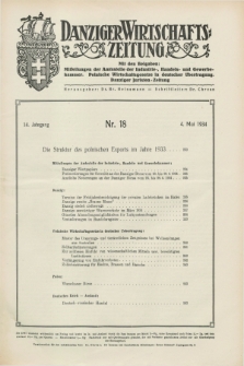 Danziger Wirtschaftszeitung. Jg.14, Nr. 18 (4 Mai 1934)