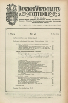 Danziger Wirtschaftszeitung. Jg.14, Nr. 21 (25 Mai 1934)