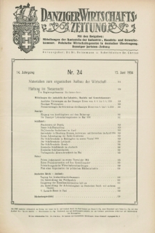 Danziger Wirtschaftszeitung. Jg.14, Nr. 24 (15 Juni 1934)