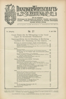 Danziger Wirtschaftszeitung. Jg.14, Nr. 27 (6 Juli 1934)