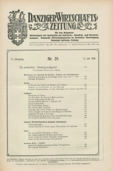 Danziger Wirtschaftszeitung. Jg.14, Nr. 28 (13 Juli 1934)