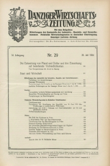 Danziger Wirtschaftszeitung. Jg.14, Nr. 29 (20 Juli 1934)