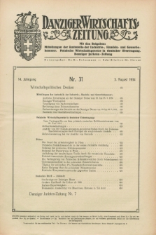 Danziger Wirtschaftszeitung. Jg.14, Nr. 31 (3 August 1934)