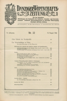 Danziger Wirtschaftszeitung. Jg.14, Nr. 32 (10 August 1934)