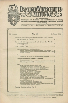 Danziger Wirtschaftszeitung. Jg.14, Nr. 35 (31 August 1934)