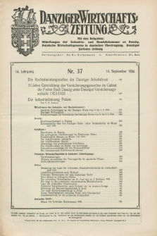 Danziger Wirtschaftszeitung. Jg.14, Nr. 37 (14 September 1934)