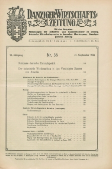 Danziger Wirtschaftszeitung. Jg.14, Nr. 38 (21 September 1934)