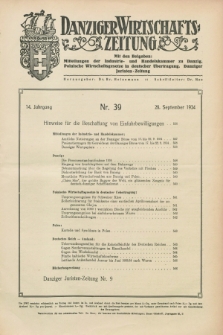 Danziger Wirtschaftszeitung. Jg.14, Nr. 39 (28 September 1934)