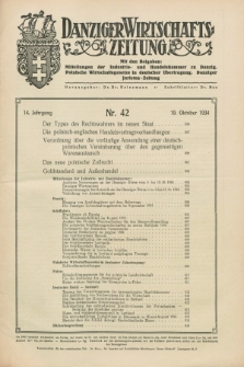 Danziger Wirtschaftszeitung. Jg.14, Nr. 42 (19 Oktober 1934)