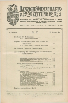 Danziger Wirtschaftszeitung. Jg.14, Nr. 43 (26 Oktober 1934)