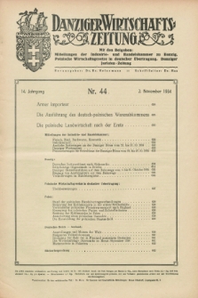 Danziger Wirtschaftszeitung. Jg.14, Nr. 44 (2 November 1934)