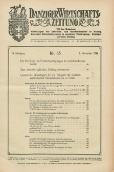 Danziger Wirtschaftszeitung. Jg.14, Nr. 45 (9 November 1934)