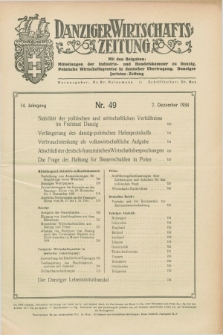 Danziger Wirtschaftszeitung. Jg.14, Nr. 49 (7 Dezember 1934) + dod. + wkładka