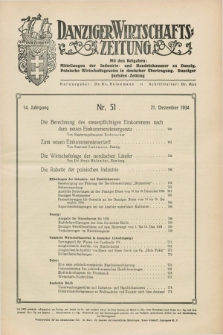 Danziger Wirtschaftszeitung. Jg.14, Nr. 51 (21 Dezember 1934)