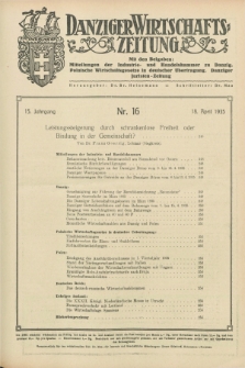 Danziger Wirtschaftszeitung. Jg.15, Nr. 16 (18 April 1935)