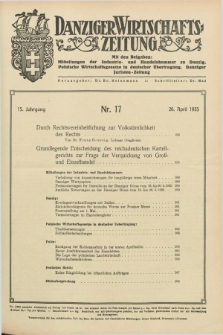 Danziger Wirtschaftszeitung. Jg.15, Nr. 17 (26 April 1935)