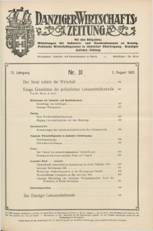 Danziger Wirtschaftszeitung. Jg.15, Nr. 31 (2 August 1935) + dod.