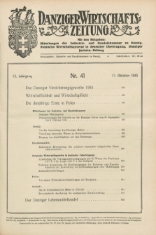 Danziger Wirtschaftszeitung. Jg.15, Nr. 41 (11 Oktober 1935) + dod.