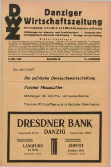 Danziger Wirtschaftszeitung. Jg.16, Nr. 18 (2 Mai 1936) + wkładka
