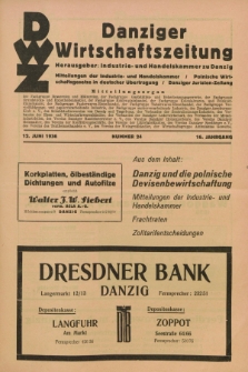 Danziger Wirtschaftszeitung. Jg.16, Nr. 24 (12 Juni 1936)
