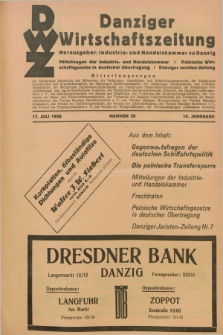 Danziger Wirtschaftszeitung. Jg.16, Nr. 29 (17 Juli 1936)