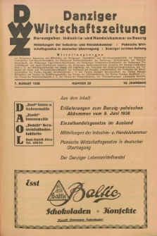 Danziger Wirtschaftszeitung. Jg.16, Nr. 32 (7 August 1936)