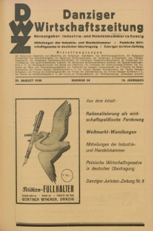 Danziger Wirtschaftszeitung. Jg.16, Nr. 34 (21 August 1936)