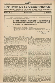 Der Danziger Lenbensmittelhandel : Mitteilungen der Fachgruppe Kolonialwaren- und Feinkost-Einzelhandel. Jg.3, Nr. 11 (6 November 1936)