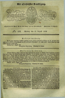 Breslauer Zeitung : mit allerhöchster Bewilligung. 1832, Nro. 188 (13 August) + dod.