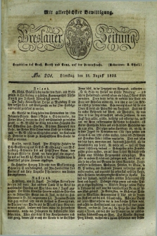 Breslauer Zeitung : mit allerhöchster Bewilligung. 1832, Nro. 201 (28 August) + dod.